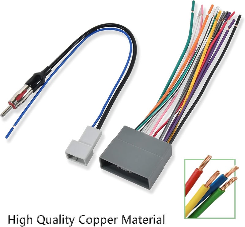 RED WOLF Vehicle Radio Stereo Wire Harness with Antenna Connector Adapter Fit Honda Fit 2007-2008 Civic 2006-2011, CR-V2007-2011, Select Acura RDX/Integra 1989-2015 Aftermarket Radio Receiver - Image 3